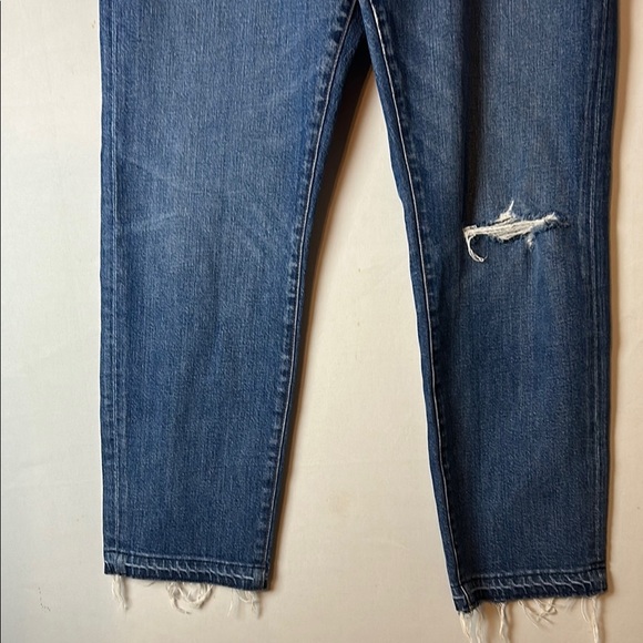 J. Crew Jeans Womens Denim Straight Blue Medium Wash Raw Hem Mid Rise Size 30 - Picture 2 of 8
